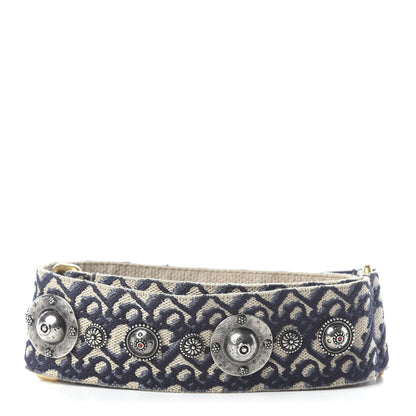 Christian Dior Oblique Studded Shoulder Strap Blue 2 of 3