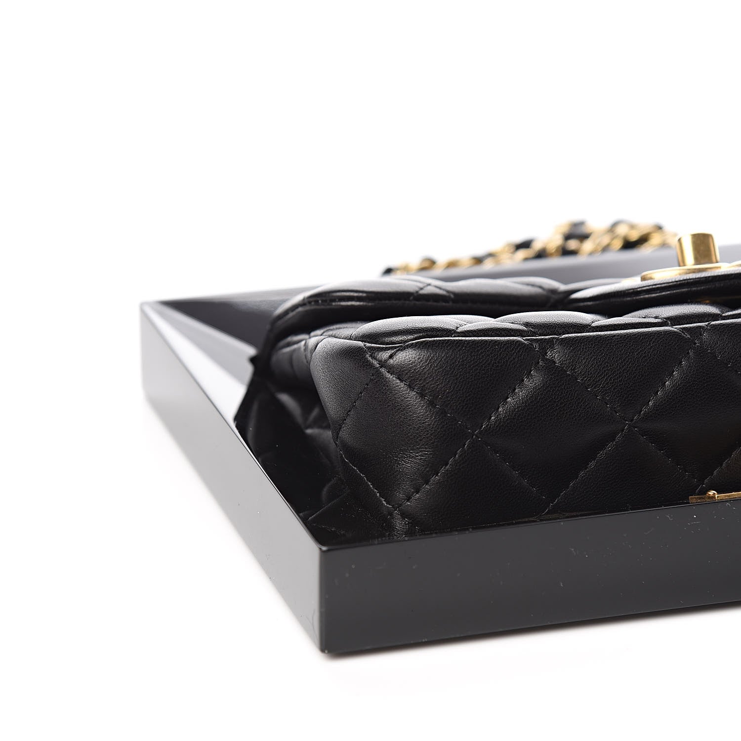 Chanel Plexiglass Lambskin Framed Flap Bag Clutch Black 9 of 11