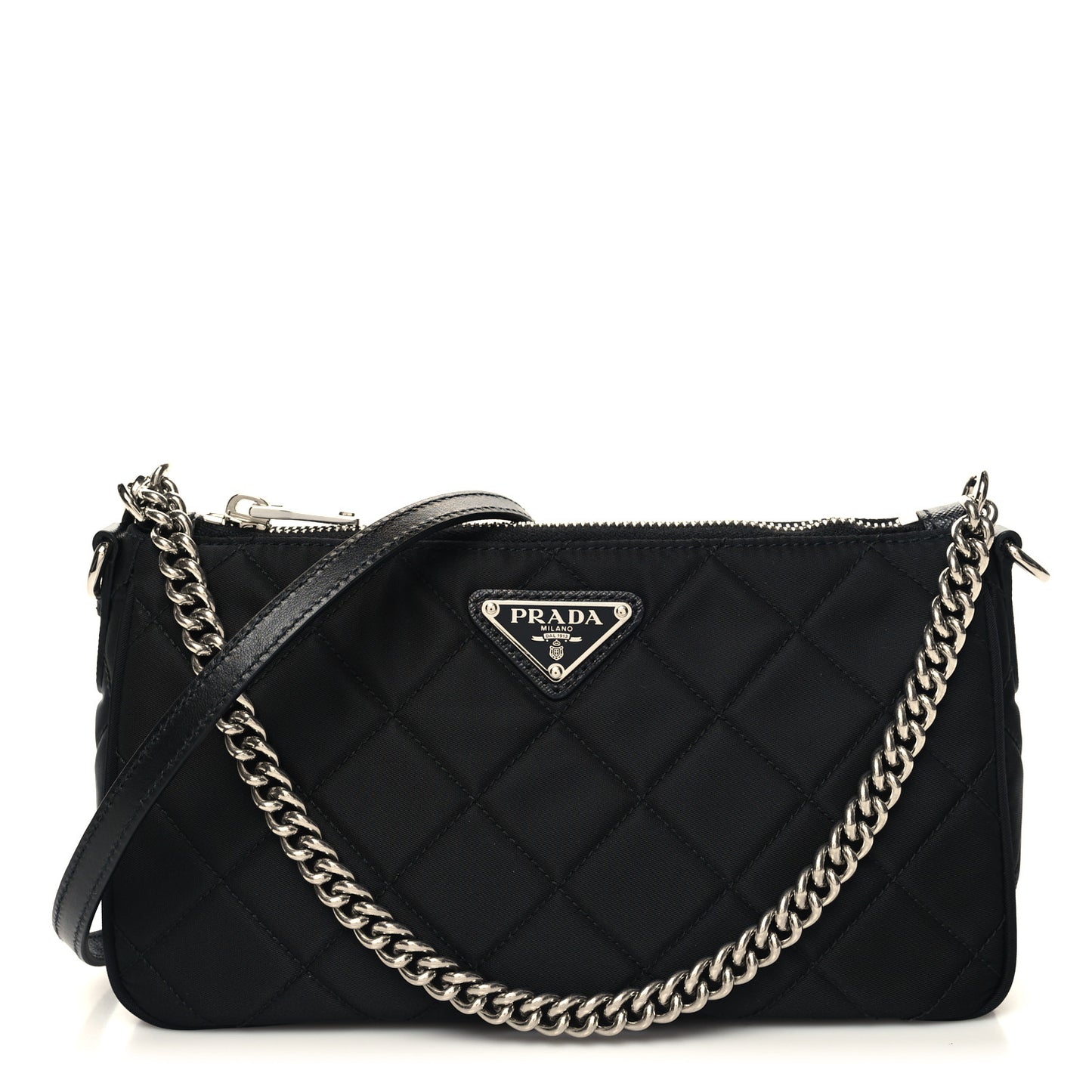 Nylon Tessuto Impuntu Quilted Crossbody Bag Black