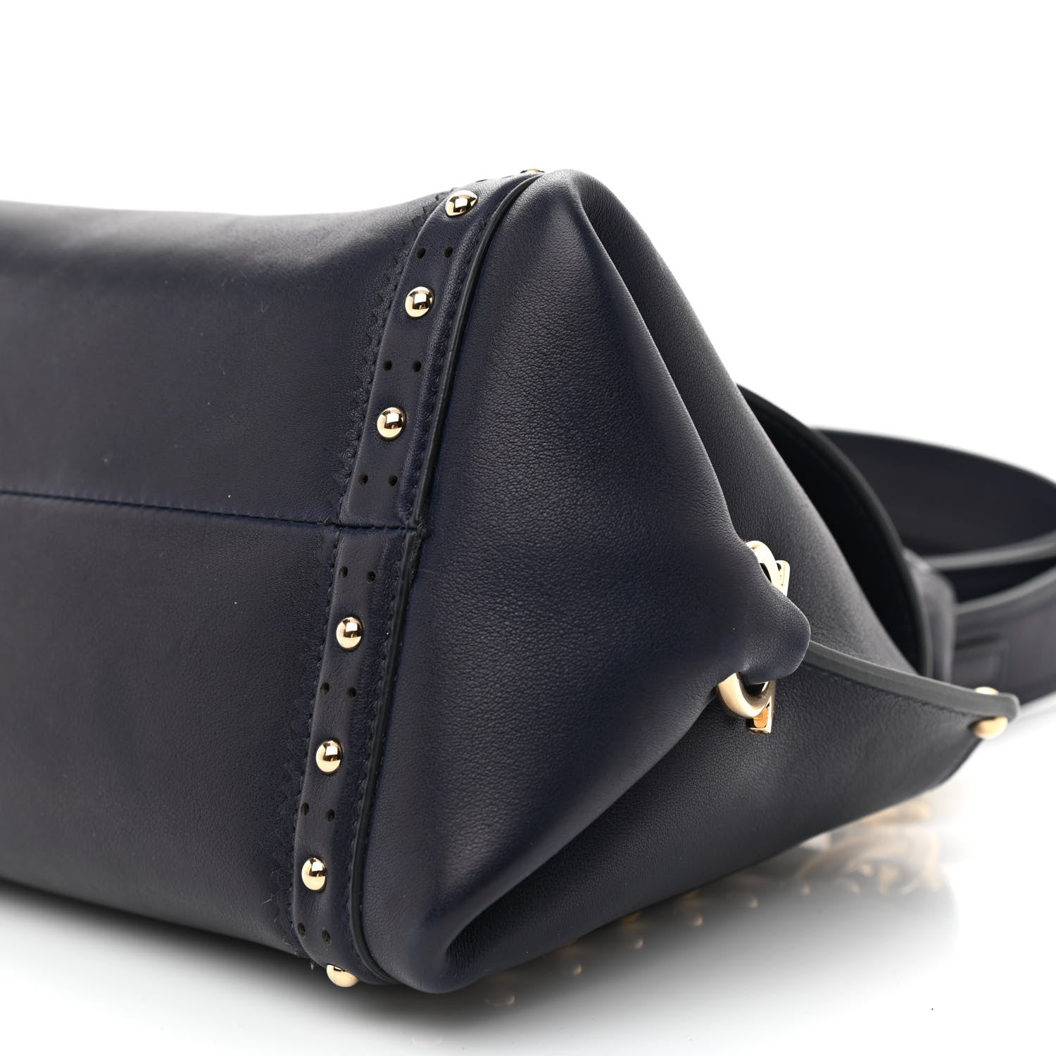 Salvatore Ferragamo Calfskin Studded Sofia Satchel Navy 7 of 9