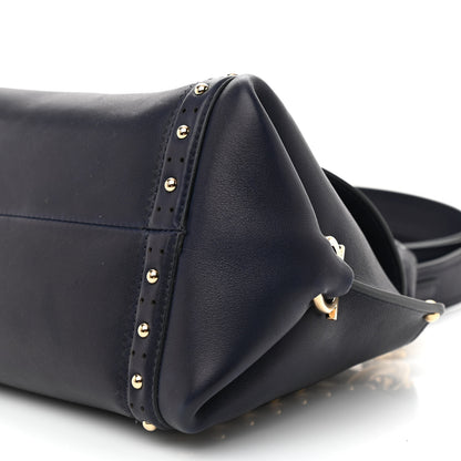 Salvatore Ferragamo Calfskin Studded Sofia Satchel Navy 7 of 9