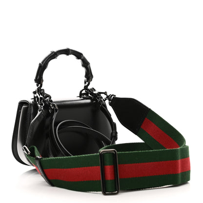 Gucci Boarded Dyana Lux Calfskin Web Monochrome Mini Bamboo 1947 Top Handle Bag Black 3 of 11
