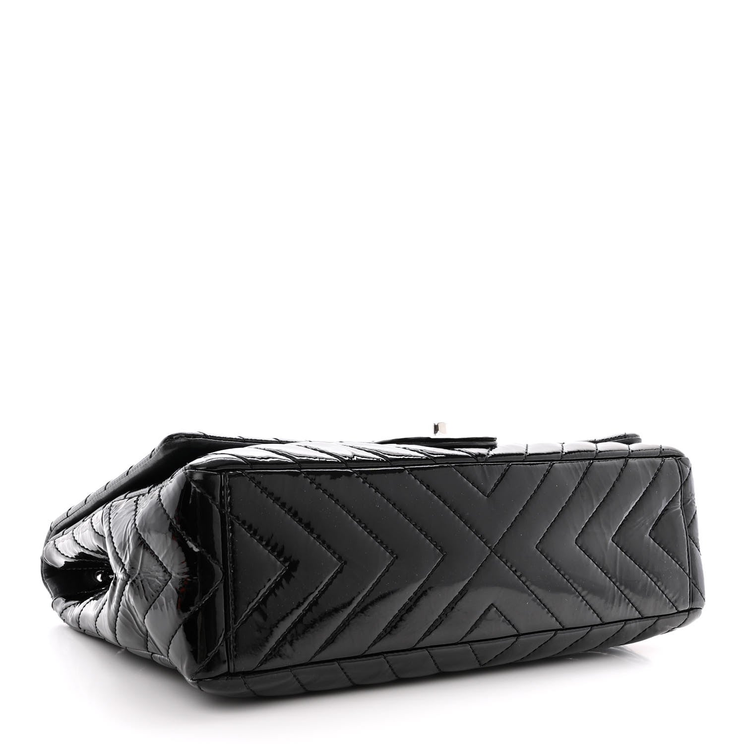 Chanel Patent Chevron Quilted Maxi Single Flap Black 4 of 13