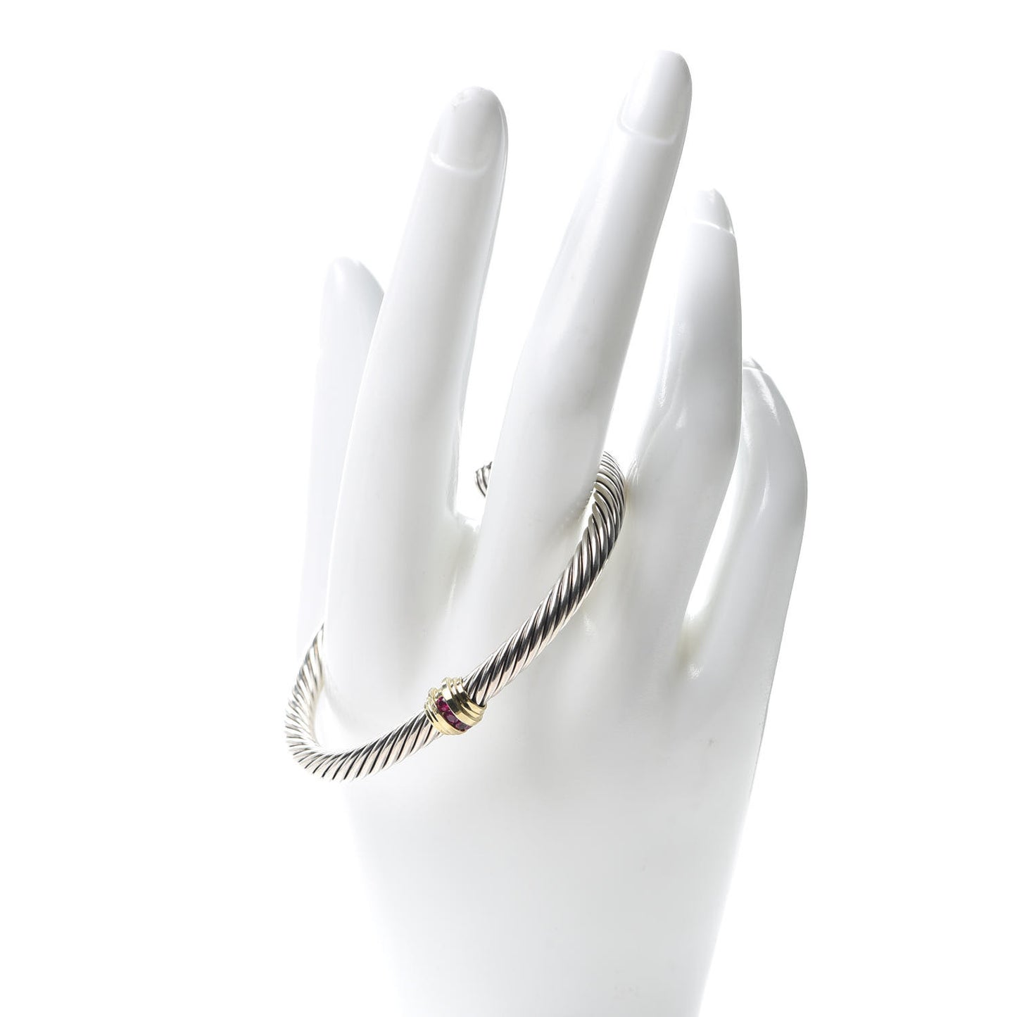 Sterling Silver 14K Yellow Gold Ruby 5mm Cable Classics Single Station Bracelet
