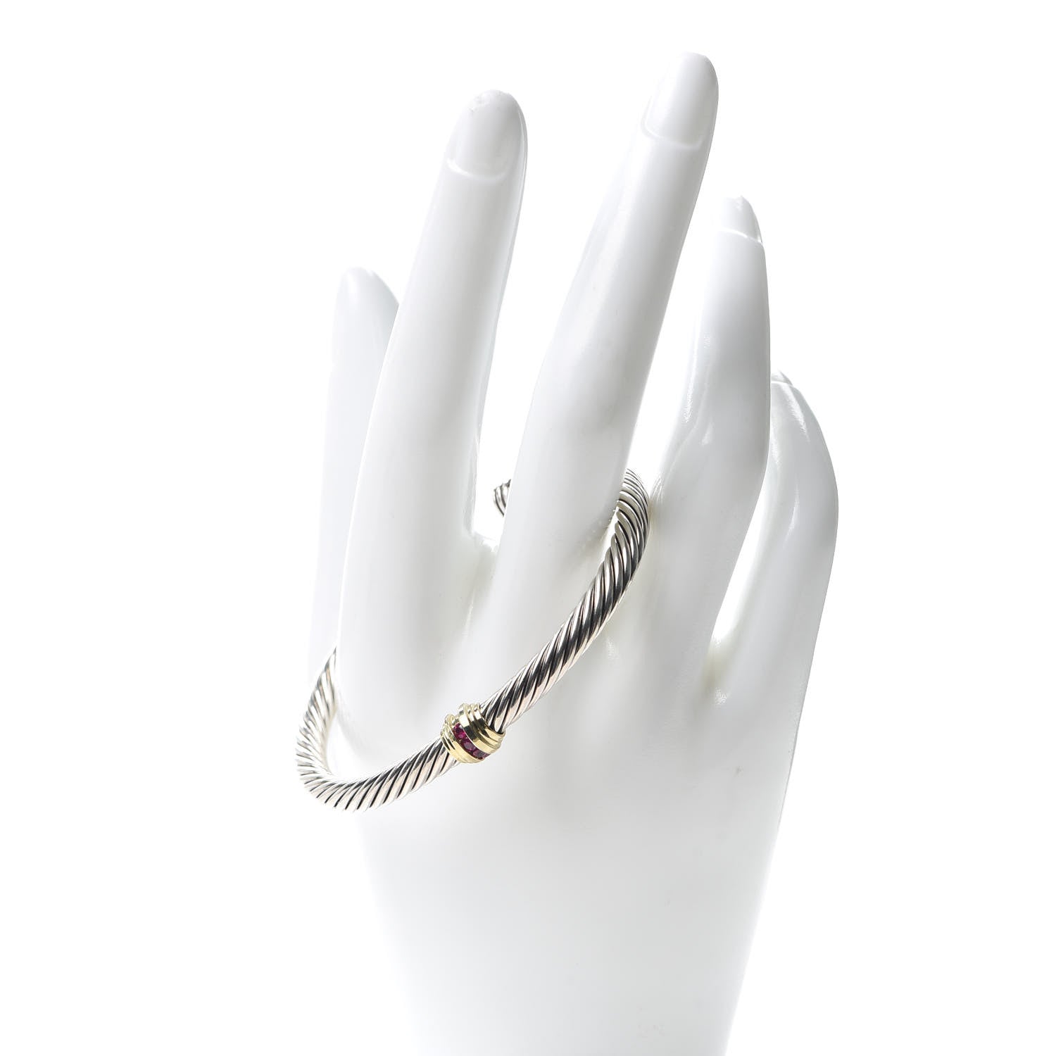David Yurman Sterling Silver 14K Yellow Gold Ruby 5mm Cable Classics Single Station Bracelet 2 of 4
