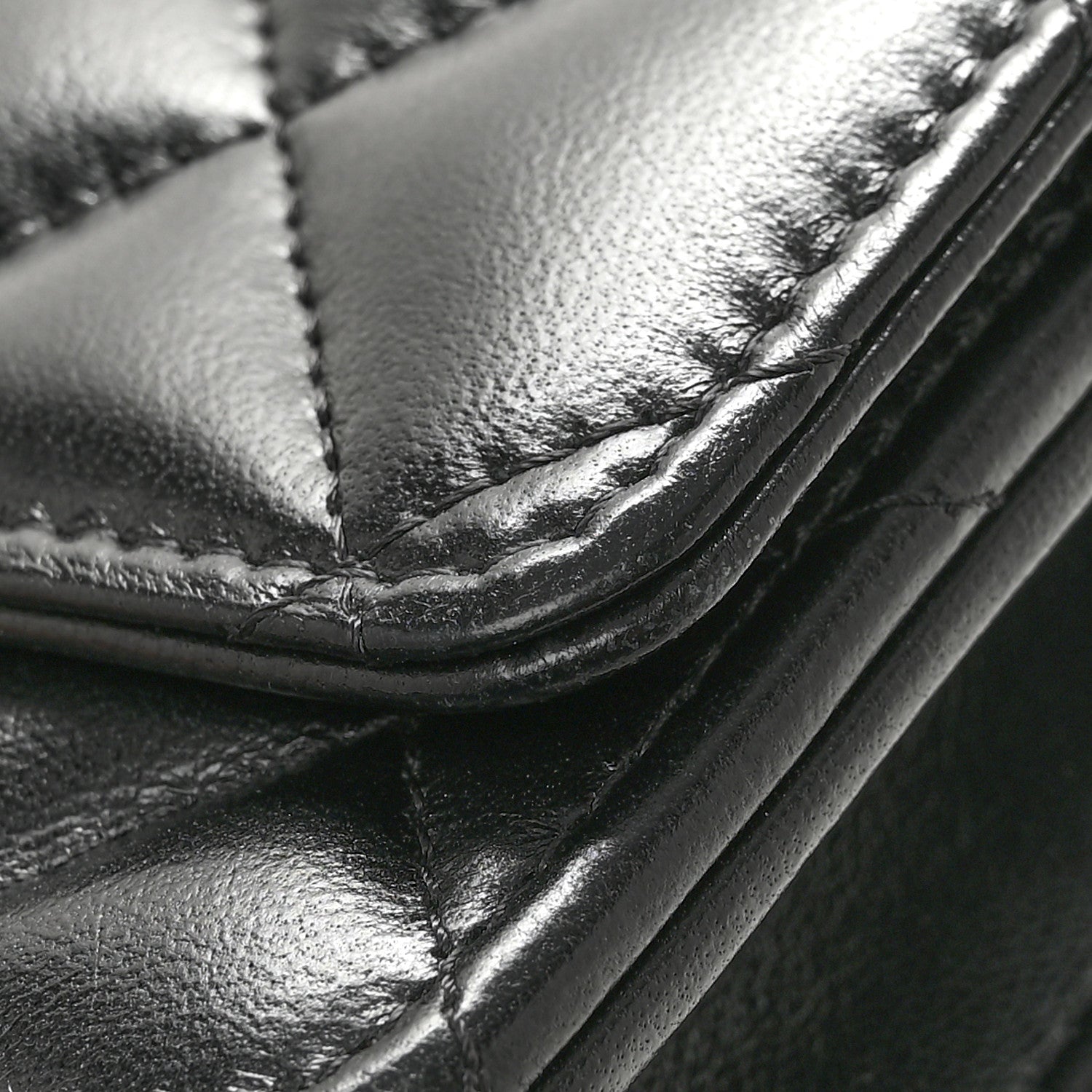 Chanel Lambskin Quilted Logo WOC Wallet On Chain Black 12 of 14