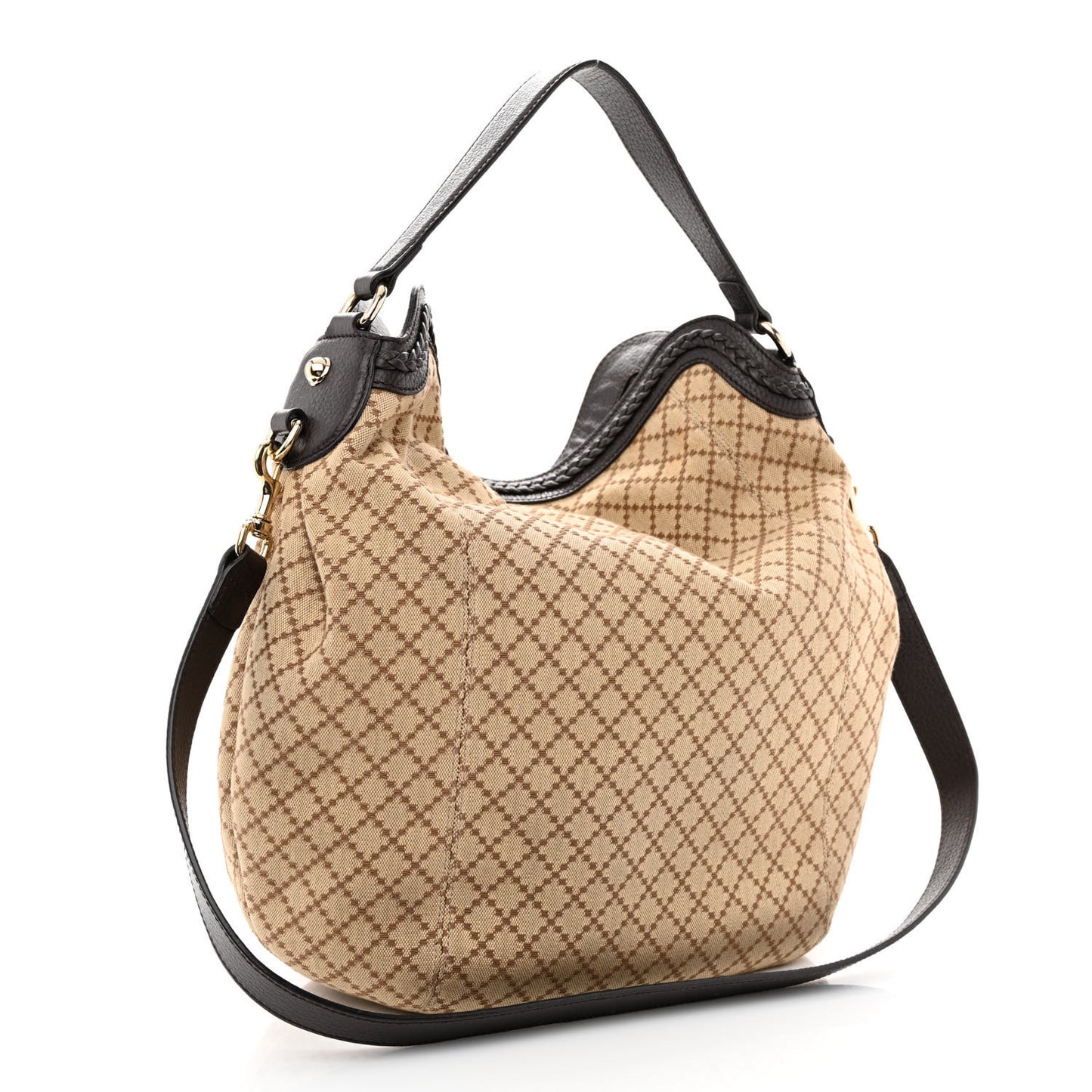 Canvas Diamante Hobo Dark Brown