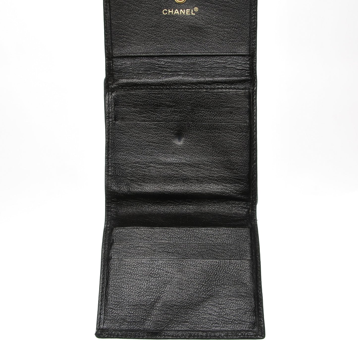 Goatskin Compact CC Flap Wallet Black