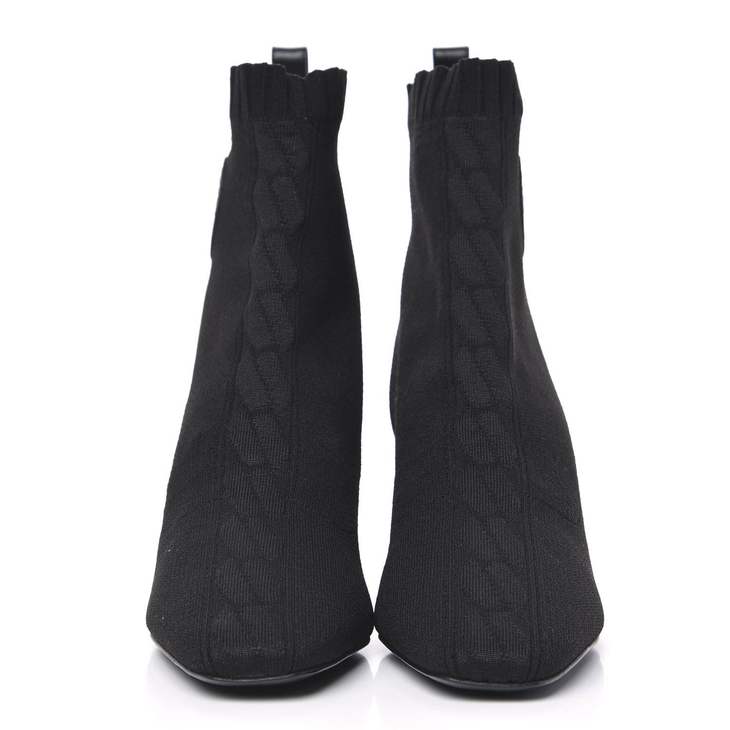 Hermes Knit Calfskin Volver Ankle Boots 37 Black 2 of 9