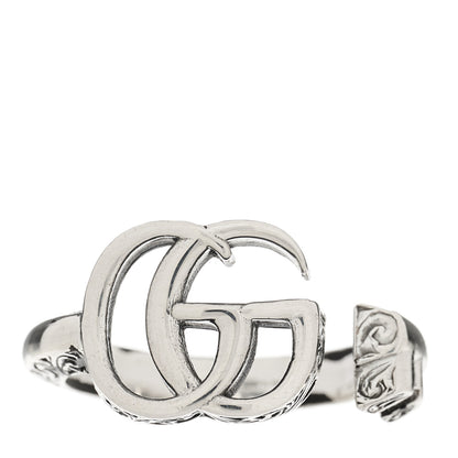 Gucci Sterling Silver GG Marmont Open Ring 54 6.75 1 of 7
