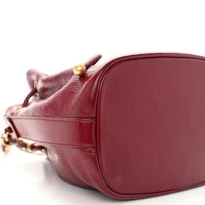 Chanel Shiny Aged Calfskin CC Chain Mini Drawstring Bag Red 9 of 10