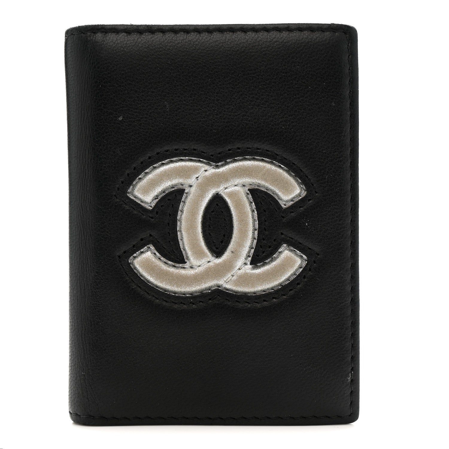 Chanel Calfskin Card Holder Black Silver 1 of 8