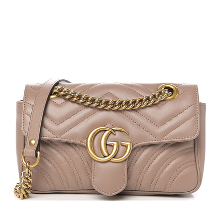 Gucci Calfskin Matelasse Mini GG Marmont Shoulder Bag Porcelain Rose 1 of 10