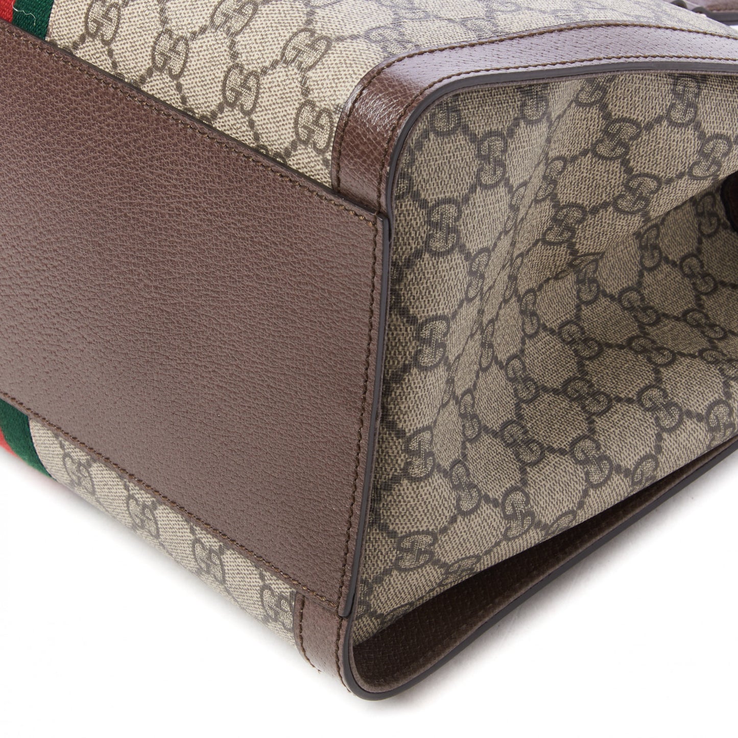 GG Supreme Monogram Web Medium Ophidia Tote Bag Brown