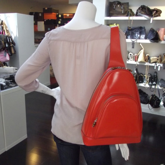 Leather Bamboo Backpack Sling Orange