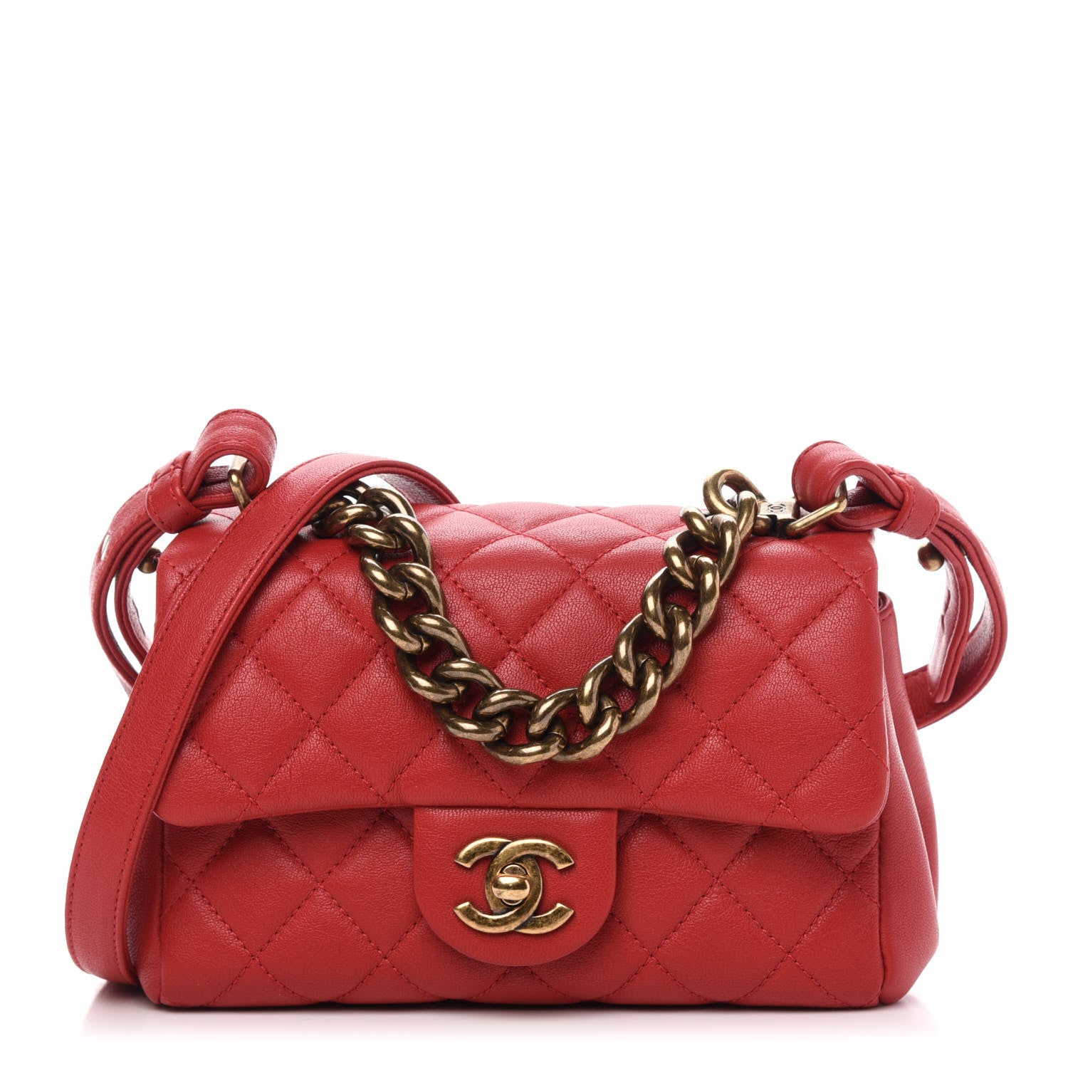 Chanel Shiny Sheepskin Quilted Mini Trapezio Flap Red 1 of 10