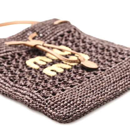 Miu Miu Raffia Crochet Drawstring Pouch Cacao Naturale 8 of 9