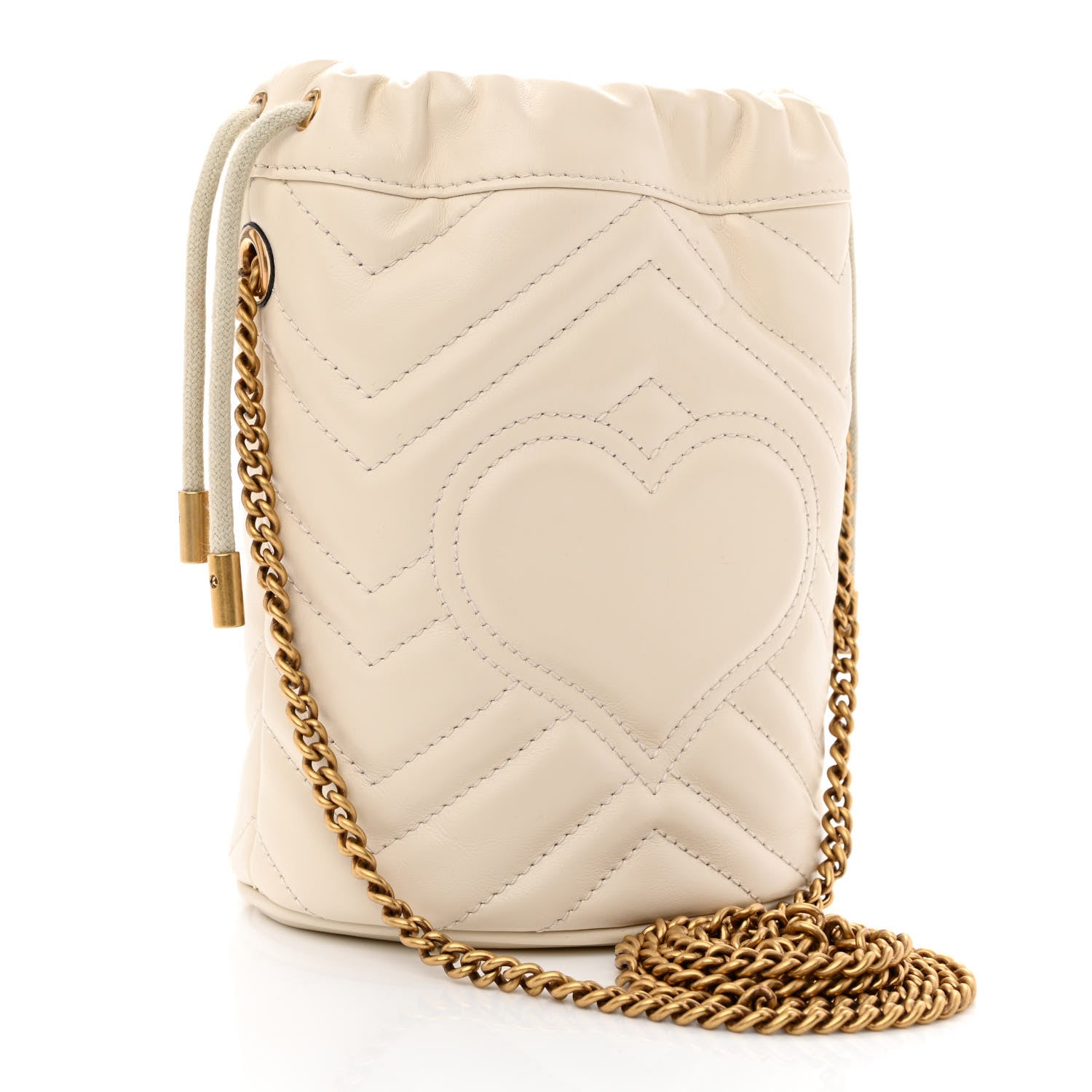 Gucci Calfskin Matelasse Mini GG Marmont 2.0 Bucket Bag White 3 of 11