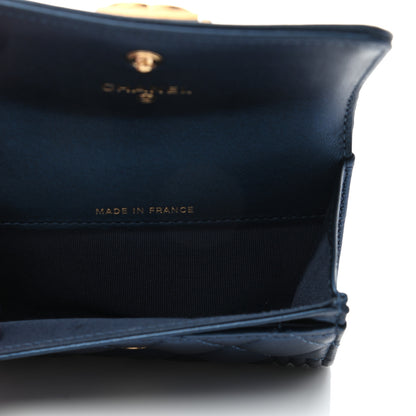 Chanel Metallic Lambskin Quilted Boy Flap Card Holder Blue 5 of 9