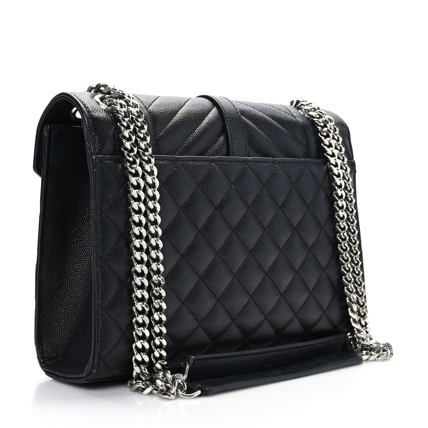 Grain De Poudre Textured Mixed Matelasse Triquilt Medium Monogram Satchel Black