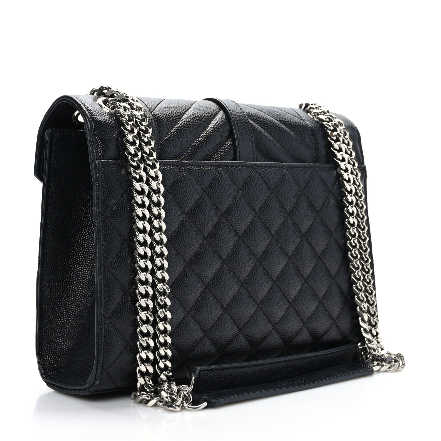Saint Laurent Grain De Poudre Textured Mixed Matelasse Triquilt Medium Monogram Satchel Black 3 of 9