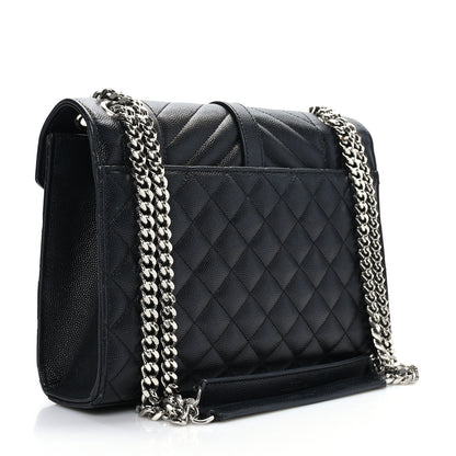 Saint Laurent Grain De Poudre Textured Mixed Matelasse Triquilt Medium Monogram Satchel Black 3 of 9