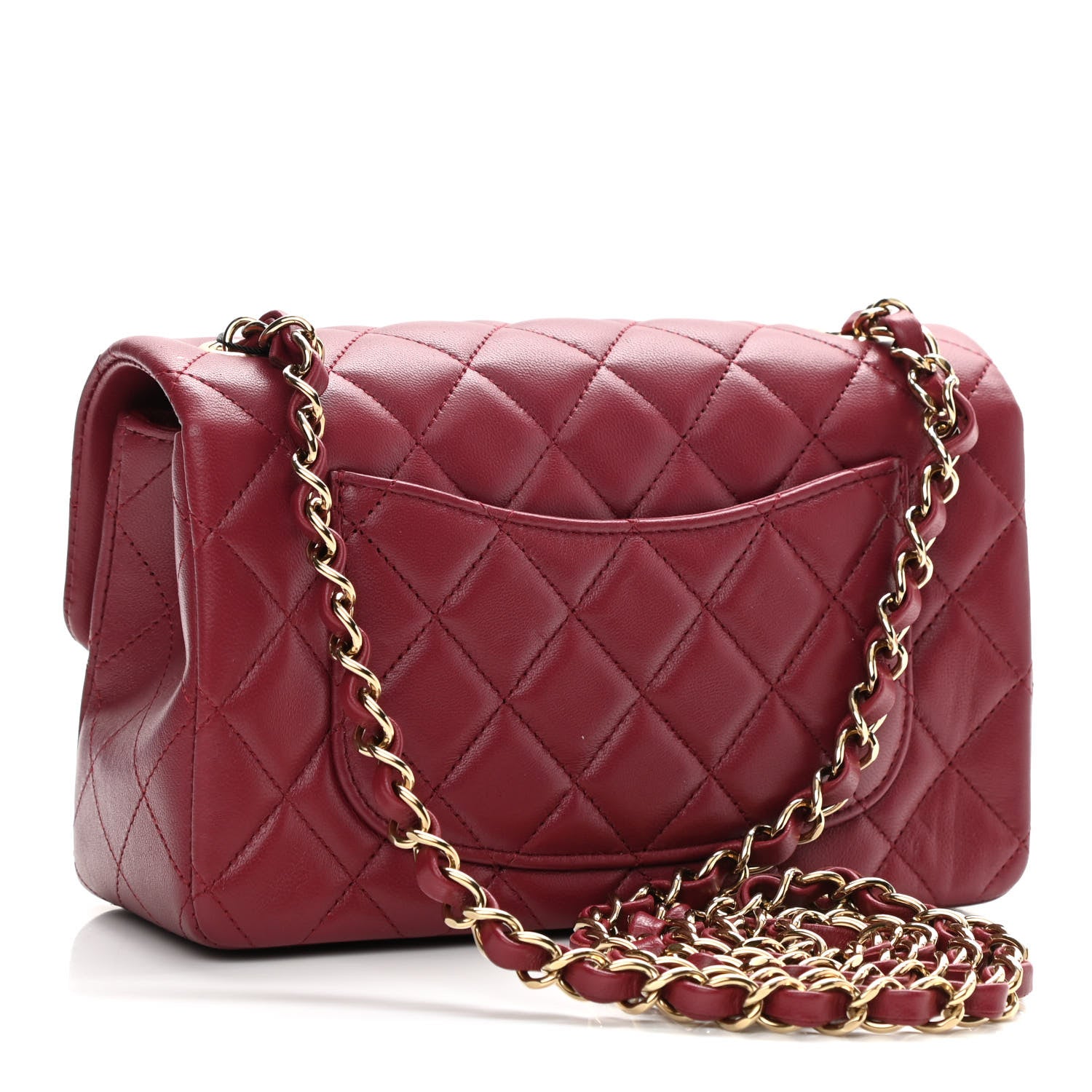Chanel Lambskin Quilted Mini Rectangular Flap Burgundy 2 of 10