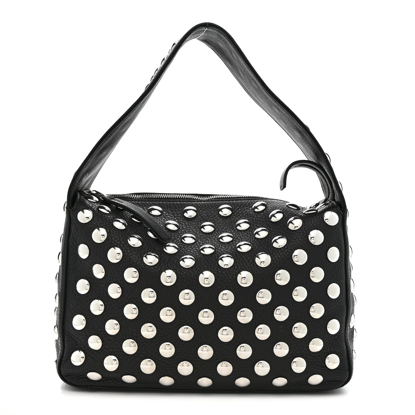 Pebbled Sport Calfskin Studded Elena Black