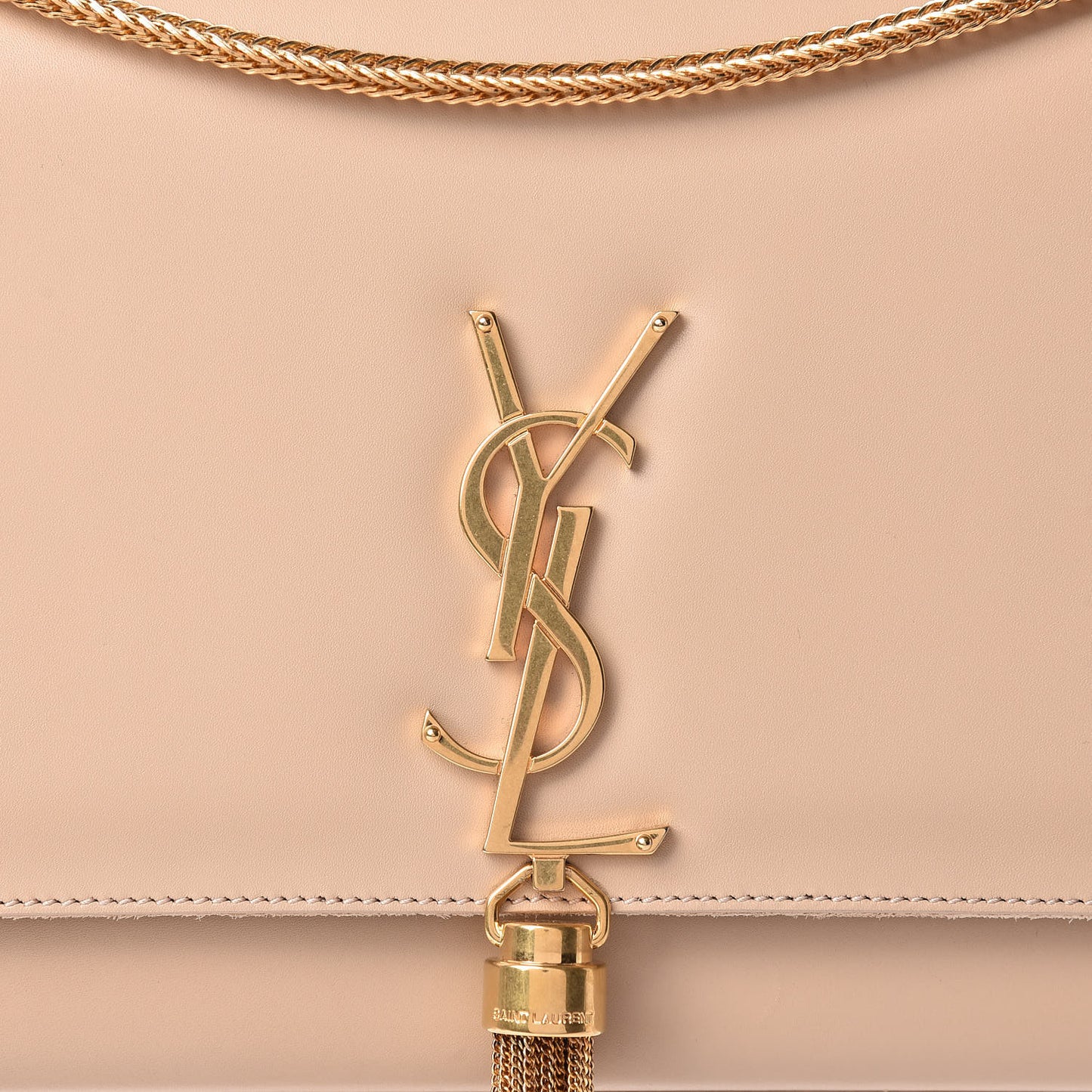 Smooth Calfskin Medium Classic Monogram Kate Tassel Satchel Dark Beige