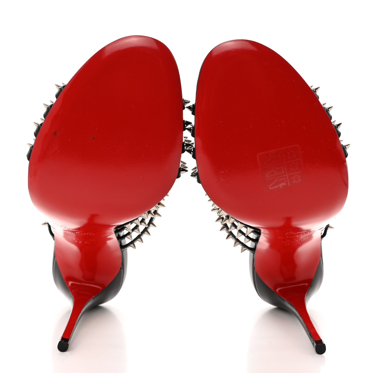 Christian Louboutin Kid Studded Marthaspike 100 Slide Sandals 37.5 Black Silver 5 of 8