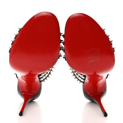 Christian Louboutin Kid Studded Marthaspike 100 Slide Sandals 37.5 Black Silver 5 of 8