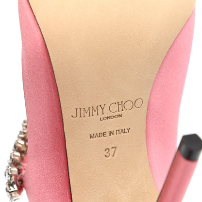 Jimmy Choo Satin Crystal Bing 100 Pumps 37 Rose 6 of 8
