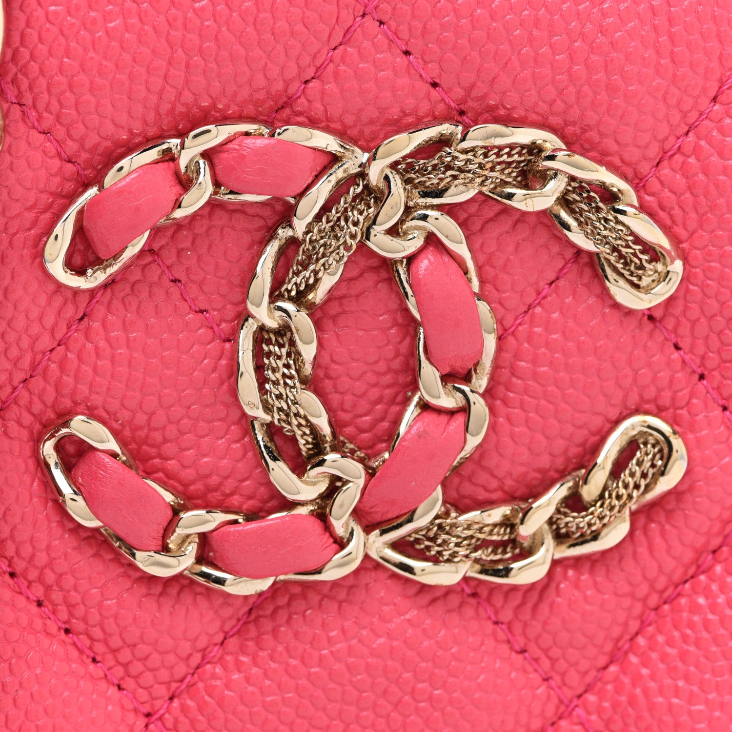 Chanel Caviar Quilted French New Wave Phone Holder With Chain Pink 9 of 10