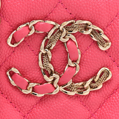 Chanel Caviar Quilted French New Wave Phone Holder With Chain Pink 9 of 10