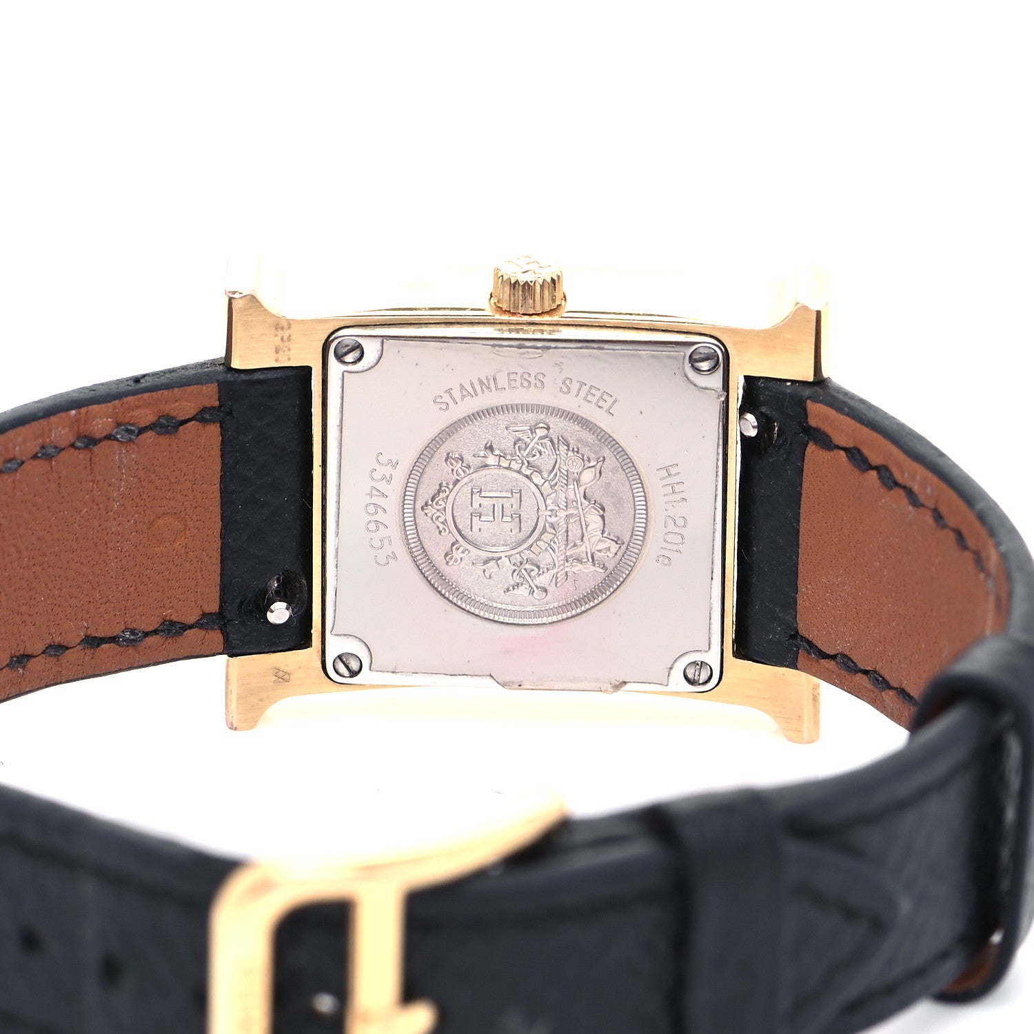 Hermes Stainless Steel Epsom 21mm Heure H Hour Quartz Watch Noir 4 of 7
