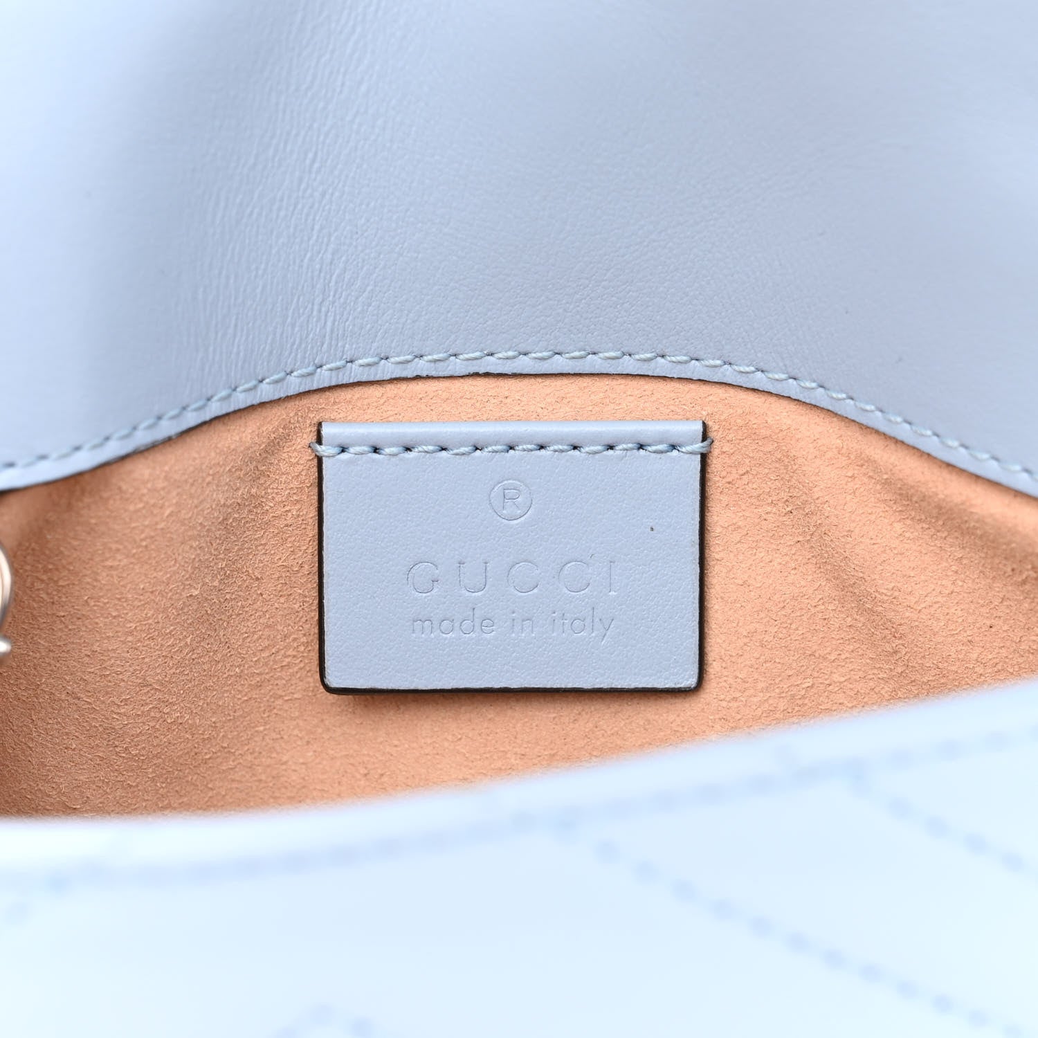 Gucci Calfskin Matelasse Super Mini GG Marmont Shoulder Bag Porcelain Light Blue 6 of 10