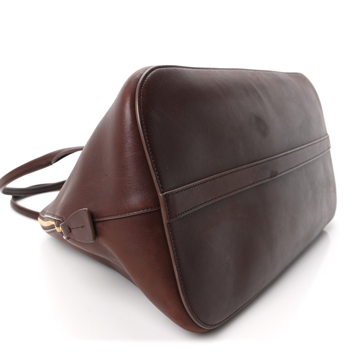 The Row Polished Saddle Calfskin Large Devon Bag Burgundy 8 of 9