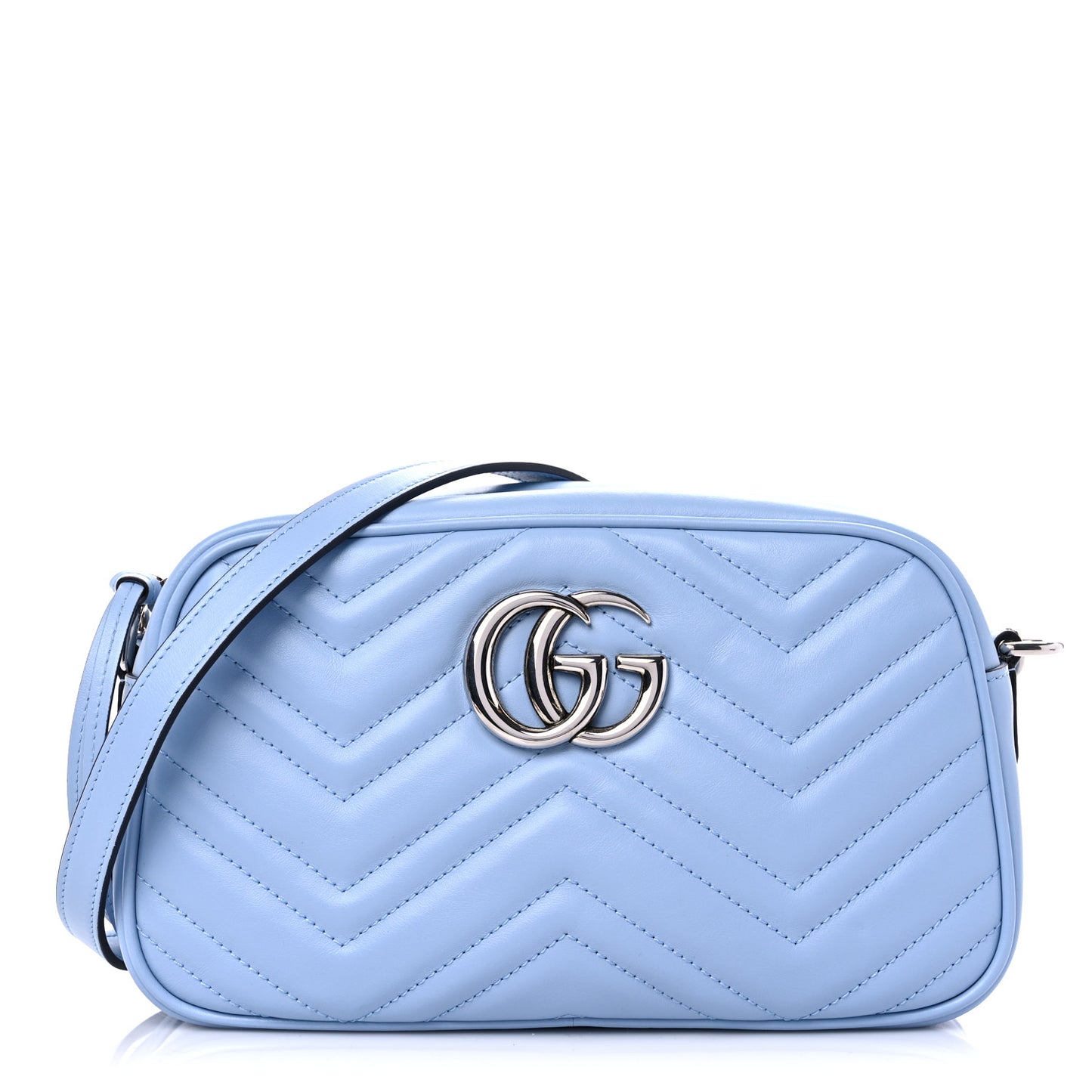 Calfskin Matelasse Small GG Marmont Chain Shoulder Bag Porcelain Light Blue
