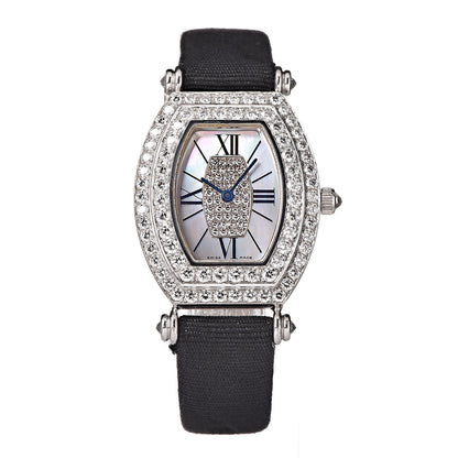 Chopard 18K White Gold Nylon Diamond Pave Bezel Mother of Pearl 23mm Classique Quartz Watch 1 of 7