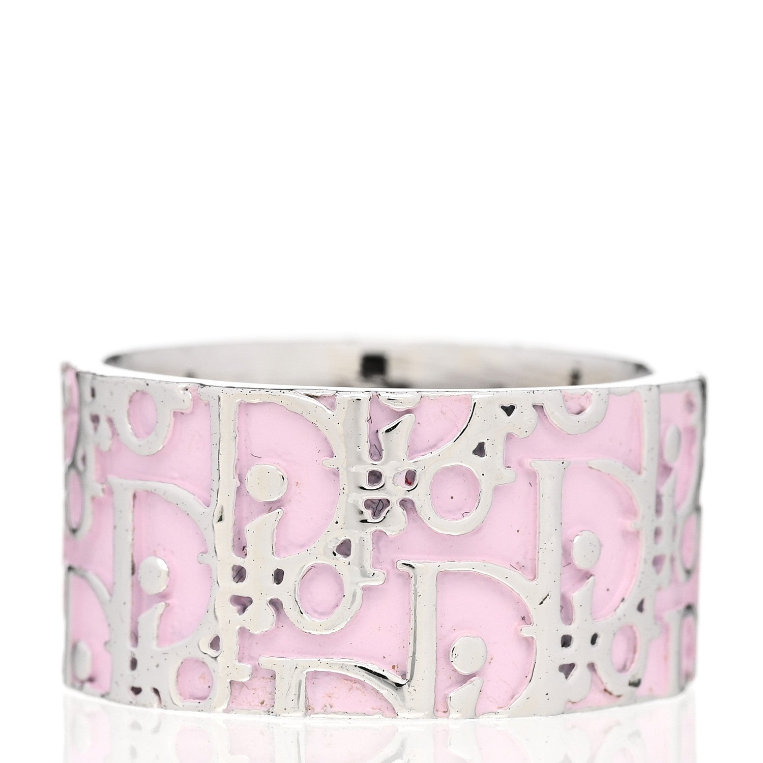 Christian Dior Silver Logo Ring 57 8 Pink 3 of 4