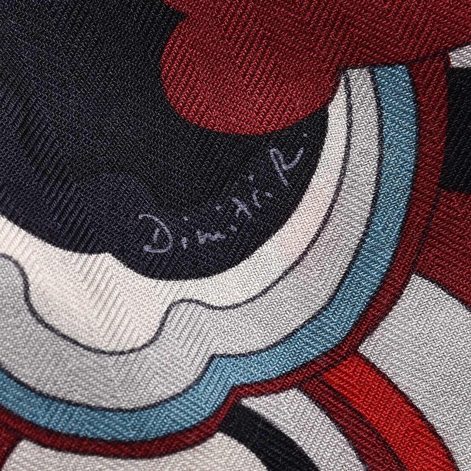Hermes Cashmere Silk Faubourg Rainbow Shawl 140 Marine Rouge White 5 of 6