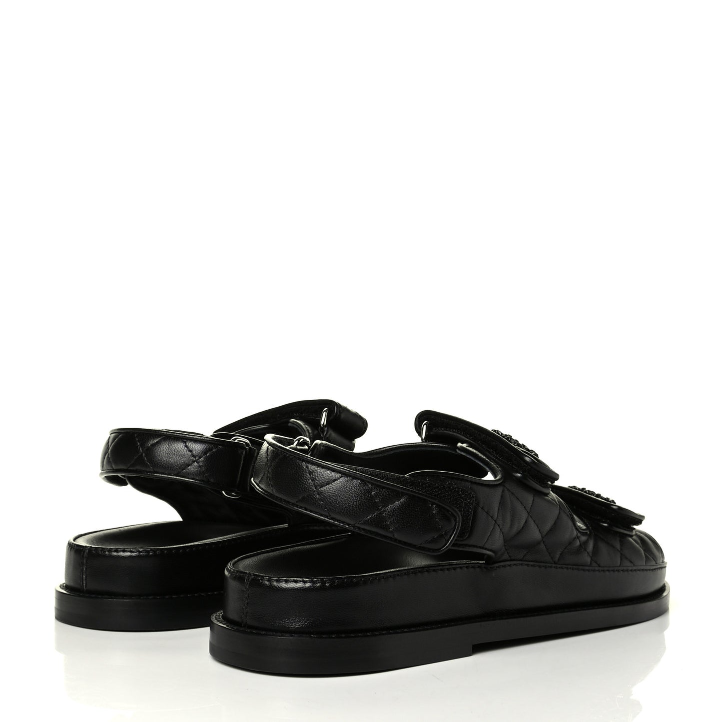 Lambskin Velcro Dad Sandals 38.5 Black