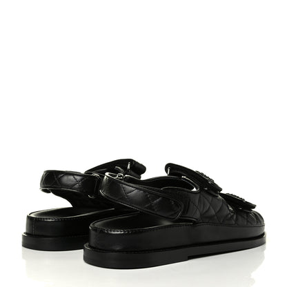 Chanel Lambskin Velcro Dad Sandals 38.5 Black 3 of 5
