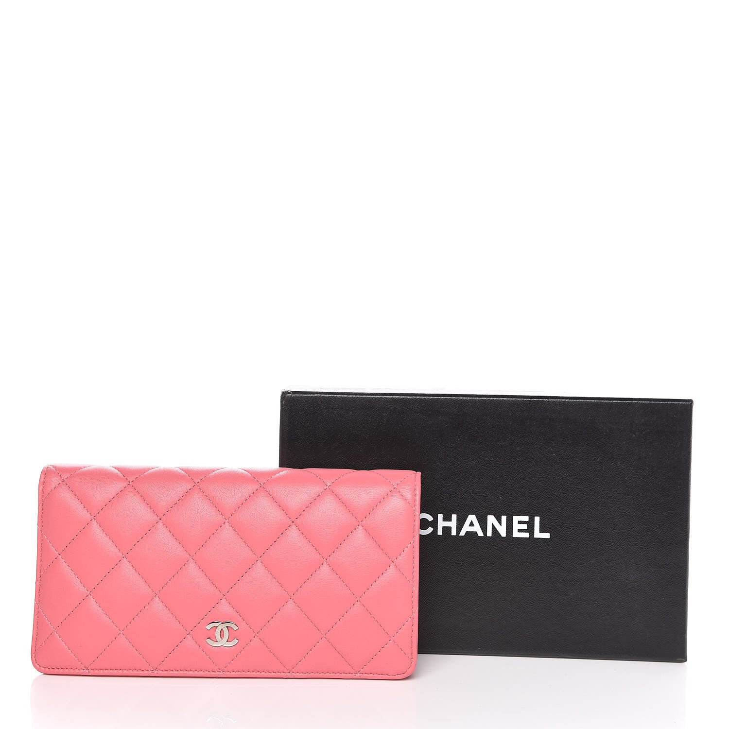 Chanel Lambskin Quilted Yen Wallet Dark Pink 10 of 10