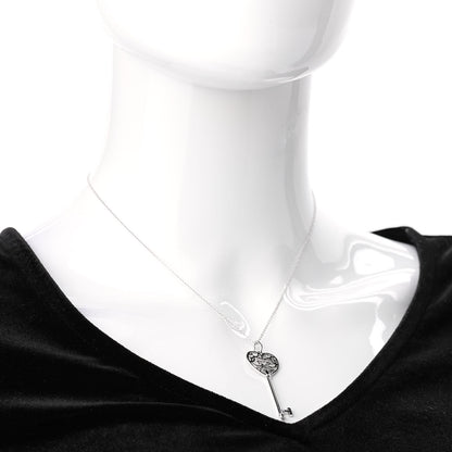 Tiffany 18K White Gold Diamond Enchant Heart Key Pendant Necklace 2 of 7