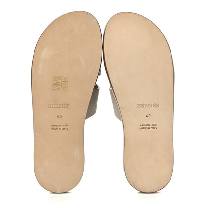 Hermes Epsom Mens Izmir Sandals 43 Blanc Gomme Bleu Celeste 6 of 9