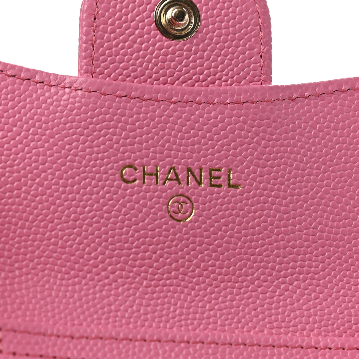 Caviar Quilted Flap Card Holder On Chain Pink