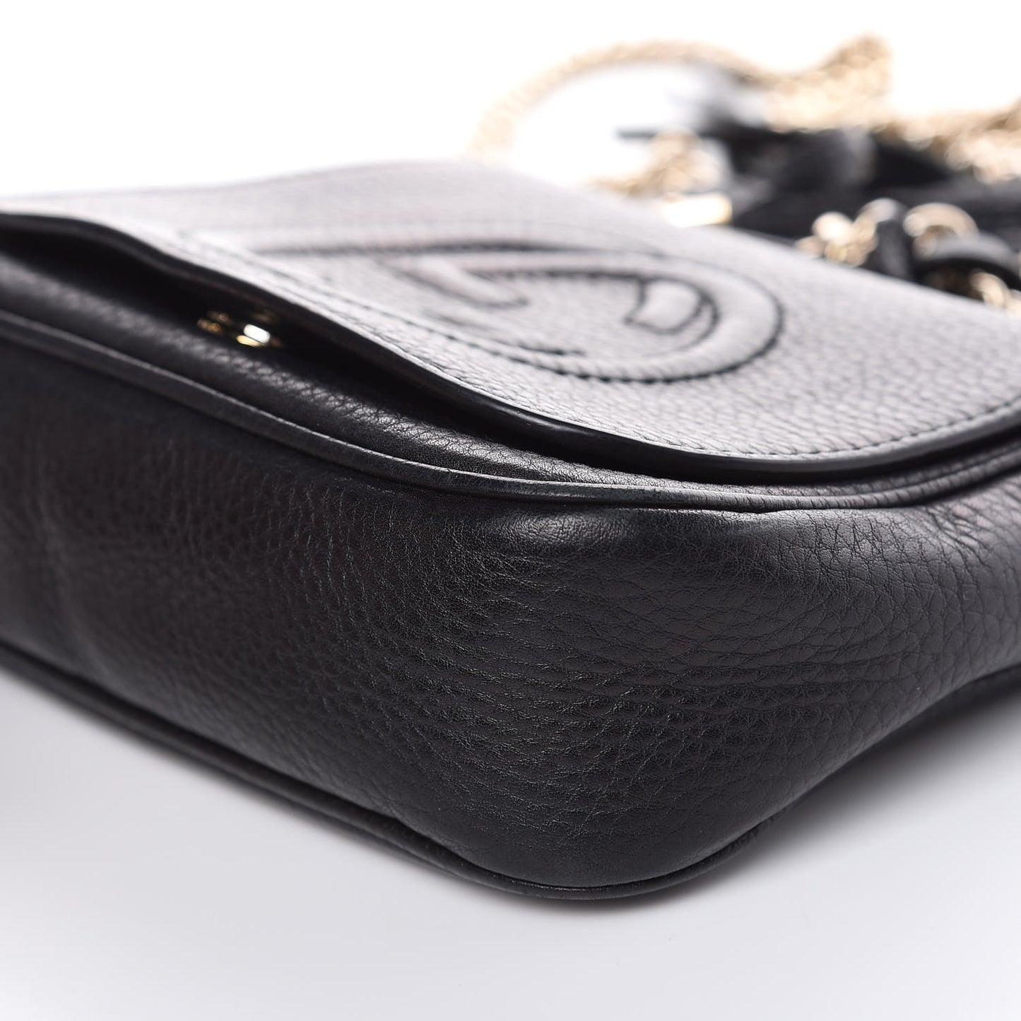 Pebbled Calfskin Small Soho Flap Crossbody Black