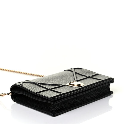 Christian Dior Grained Calfskin Diorama Wallet on Chain Pouch Black 3 of 8