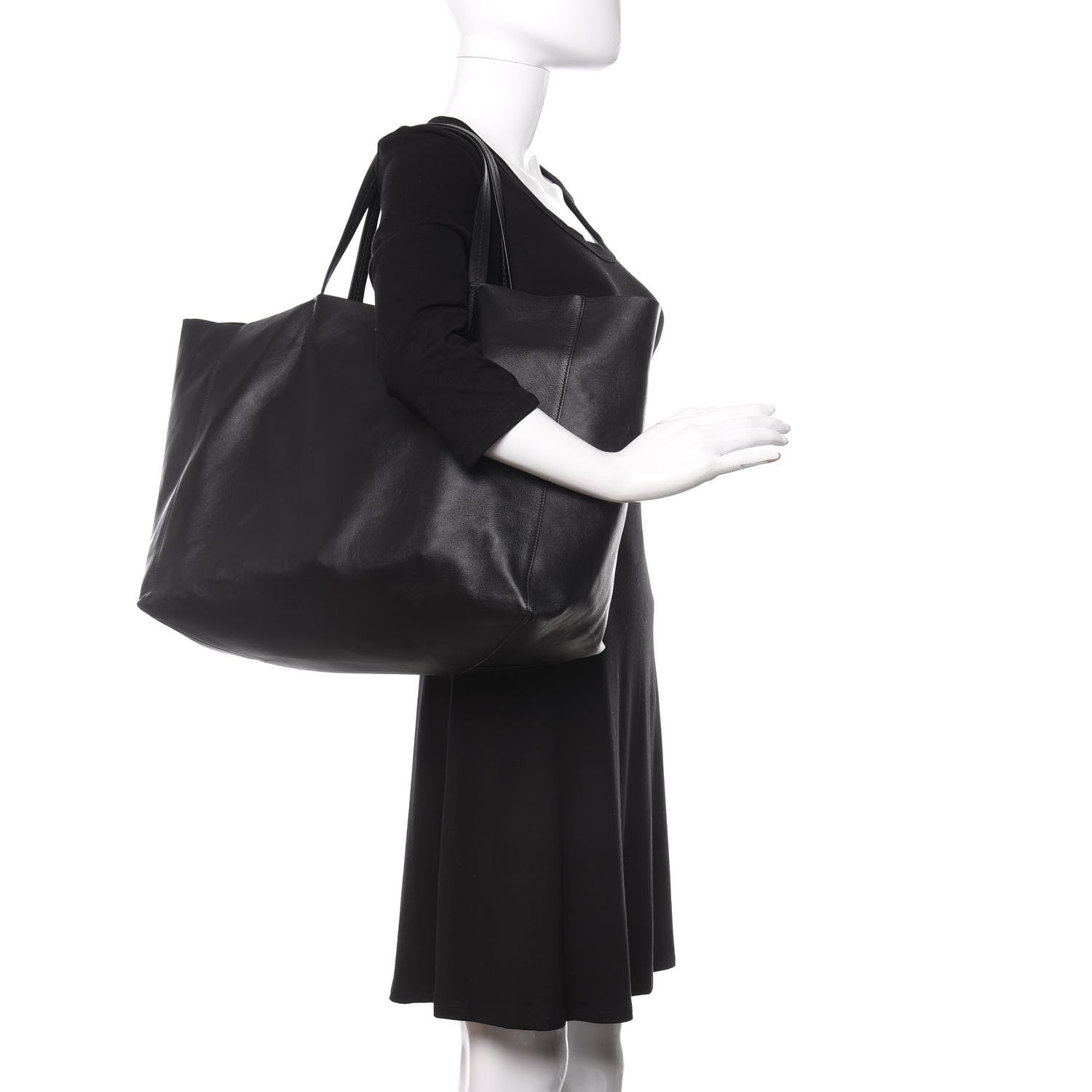 Celine Lambskin Horizontal Cabas Black 2 of 12